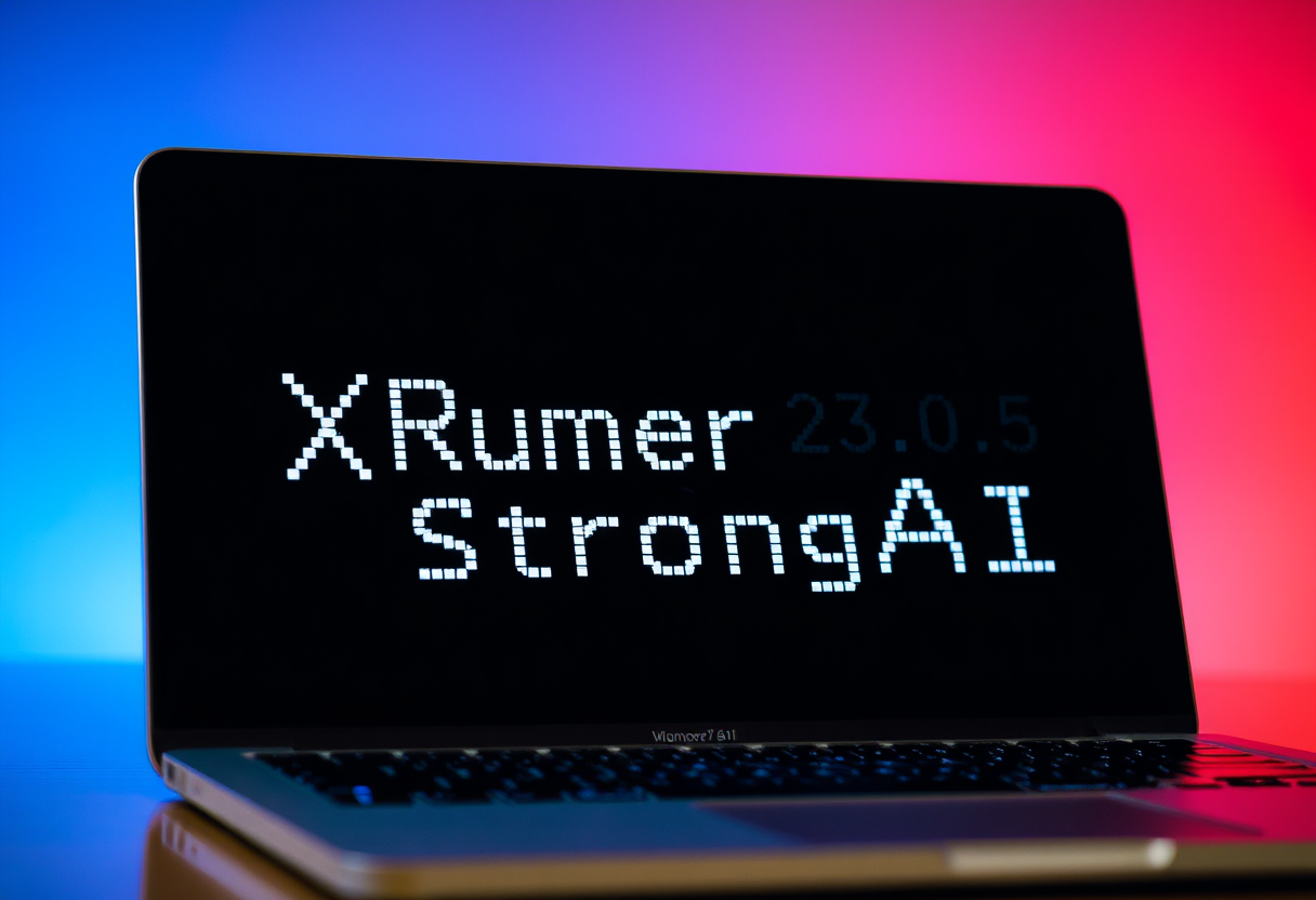 Laptop running XRumer 23.0.5 StrongAI for automated link building